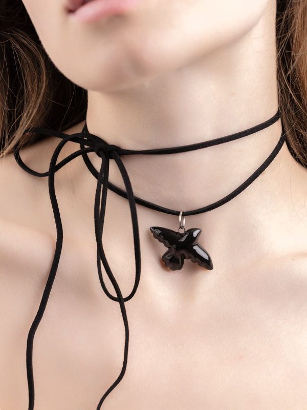 Handmade Ceramic Bird Pendant Black