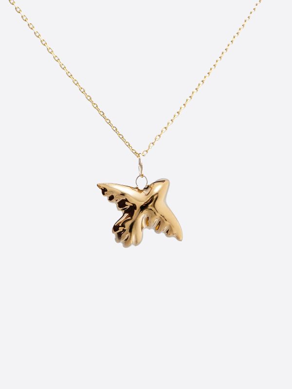 Handmade Gold-Plated Ceramic Bird Pendant